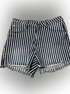 Kensie Blue and White Striped Jean Shorts